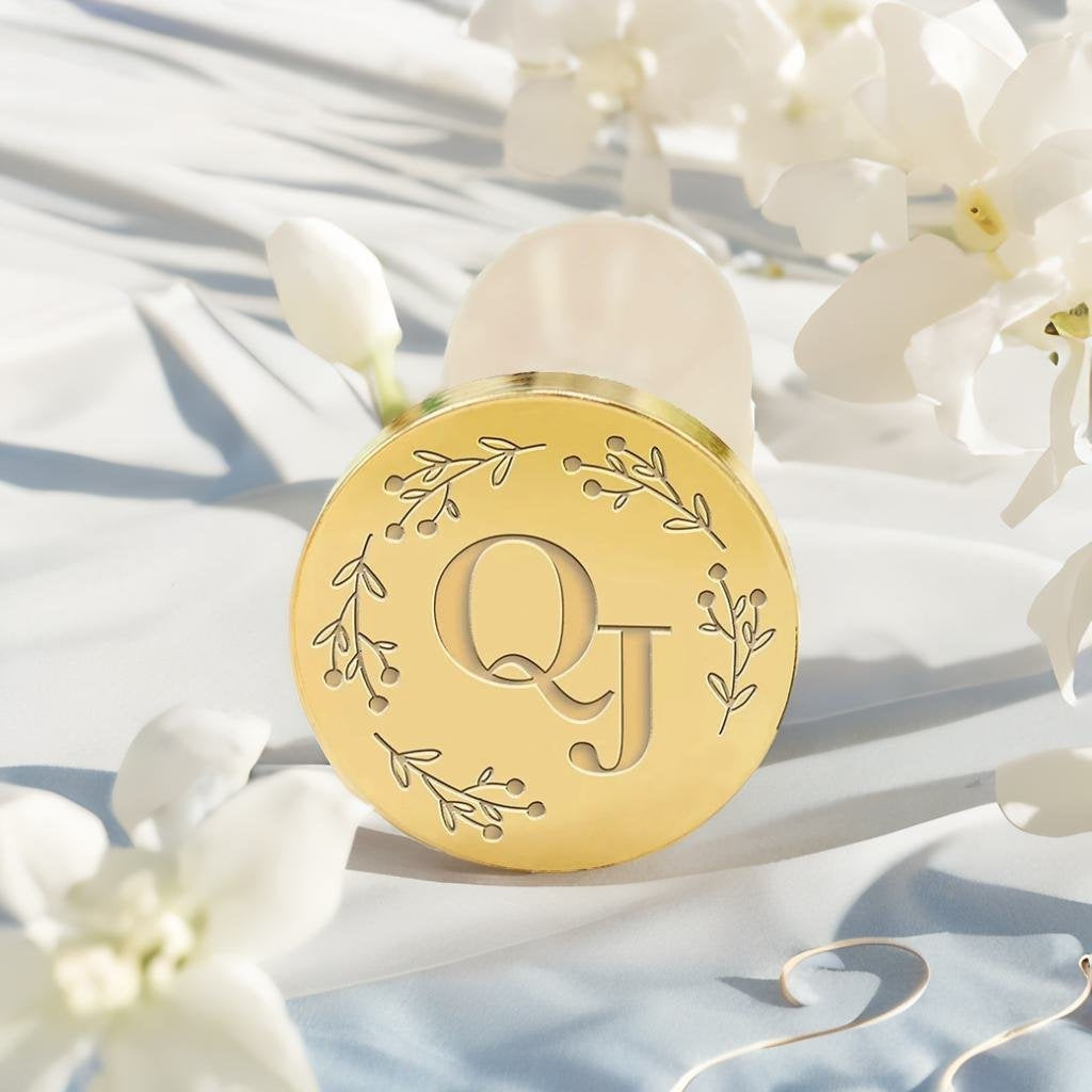 Branches & Buds Wedding Custom Wax Seal Stamp with Double Initials-1