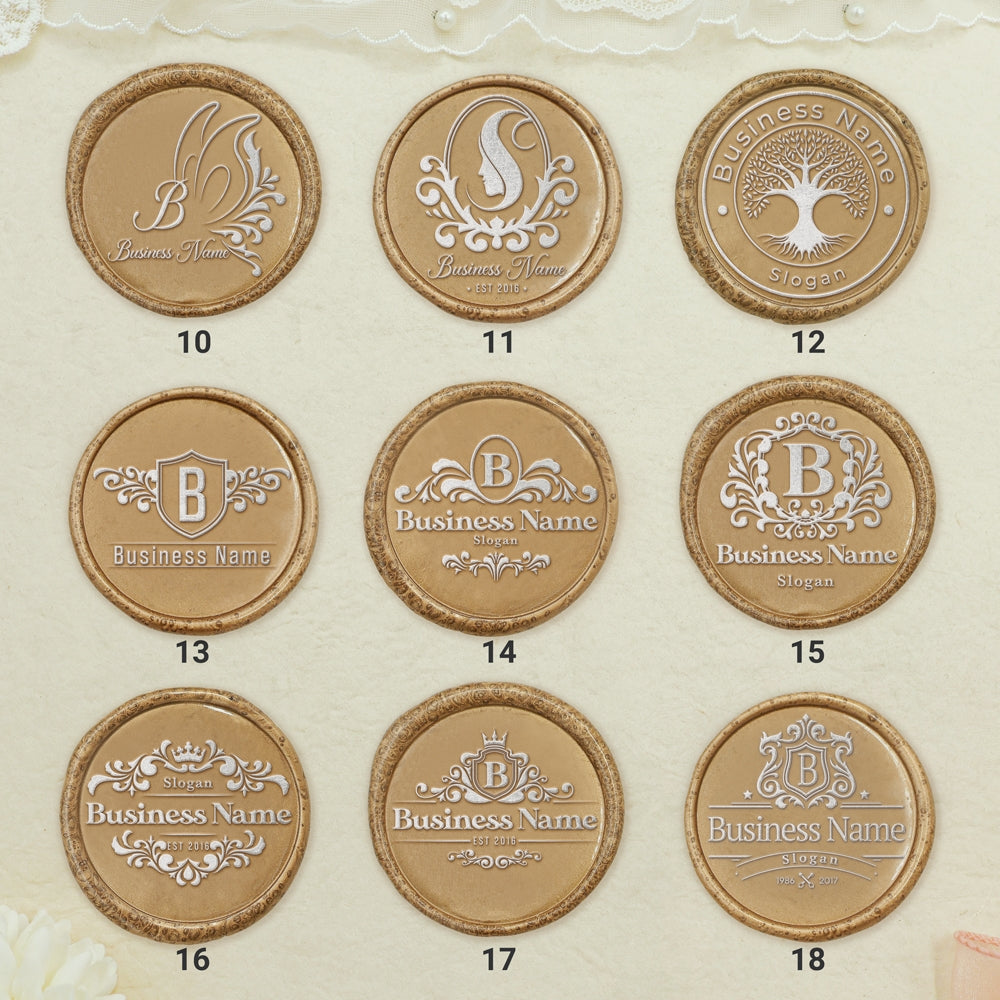 Custom Crest Wax Seal Stamps with Family, Business Logos (30 Designs)-sku2