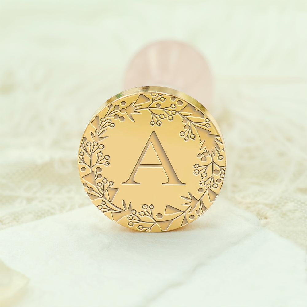 Custom Single Letter Borderless Botanical Wax Seal Stamp - Style 3 3