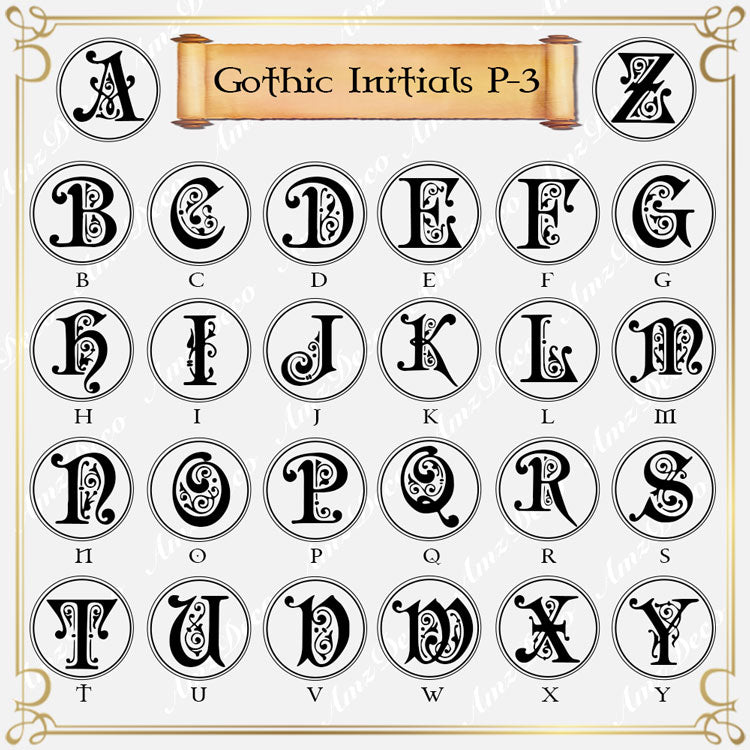 Gothic Single Initial Calligraphy Wax Seal Stamp